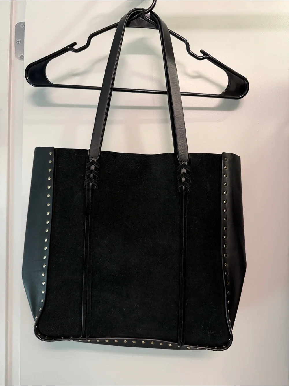 Vince Camuto Black Suede & Leather Studded Tote